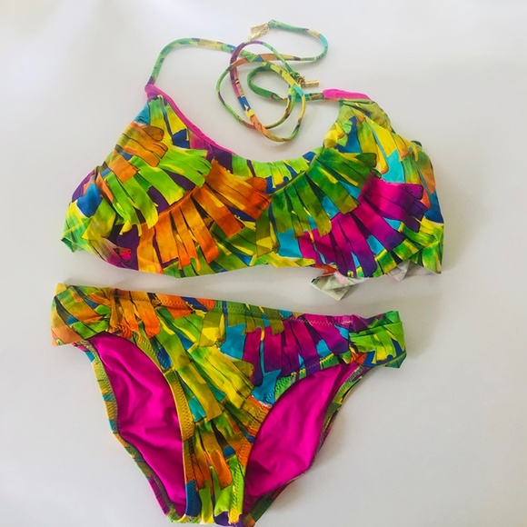 Trina Turk // Polynesian Palms Flutter Top & Hipster Bottom Bikini, Size… - Picture 6 of 8